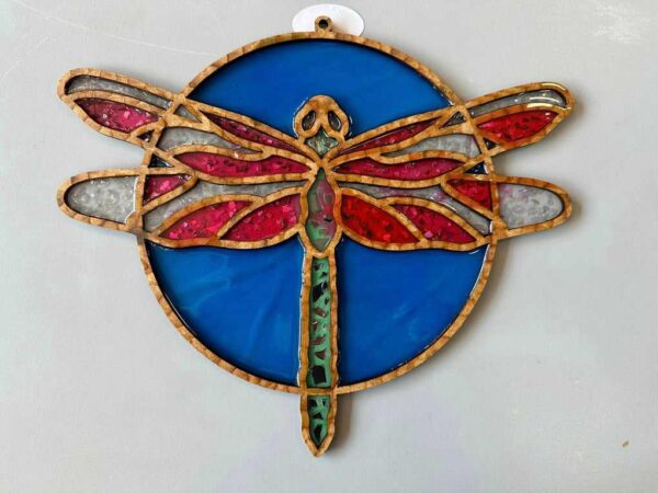 crushed glass art dragonfly