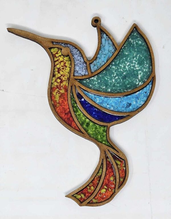 crushed glass art hummingbird